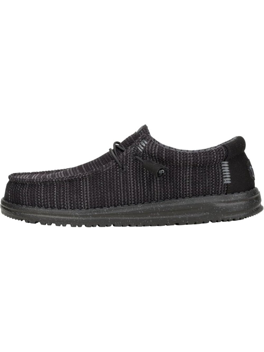 Hey Dude Men's Black Round Toe Wally Stretch Sox Slip On Loafer Shoes